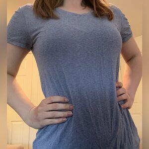 Women's Blue Striped Basic Top!